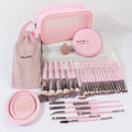 34PCS Makeup Tools Kit 30PCS Foundation Eyeshadow Blush Makeup Brush Cosmetic Makeup Remover Puff Sponge Set with Bag